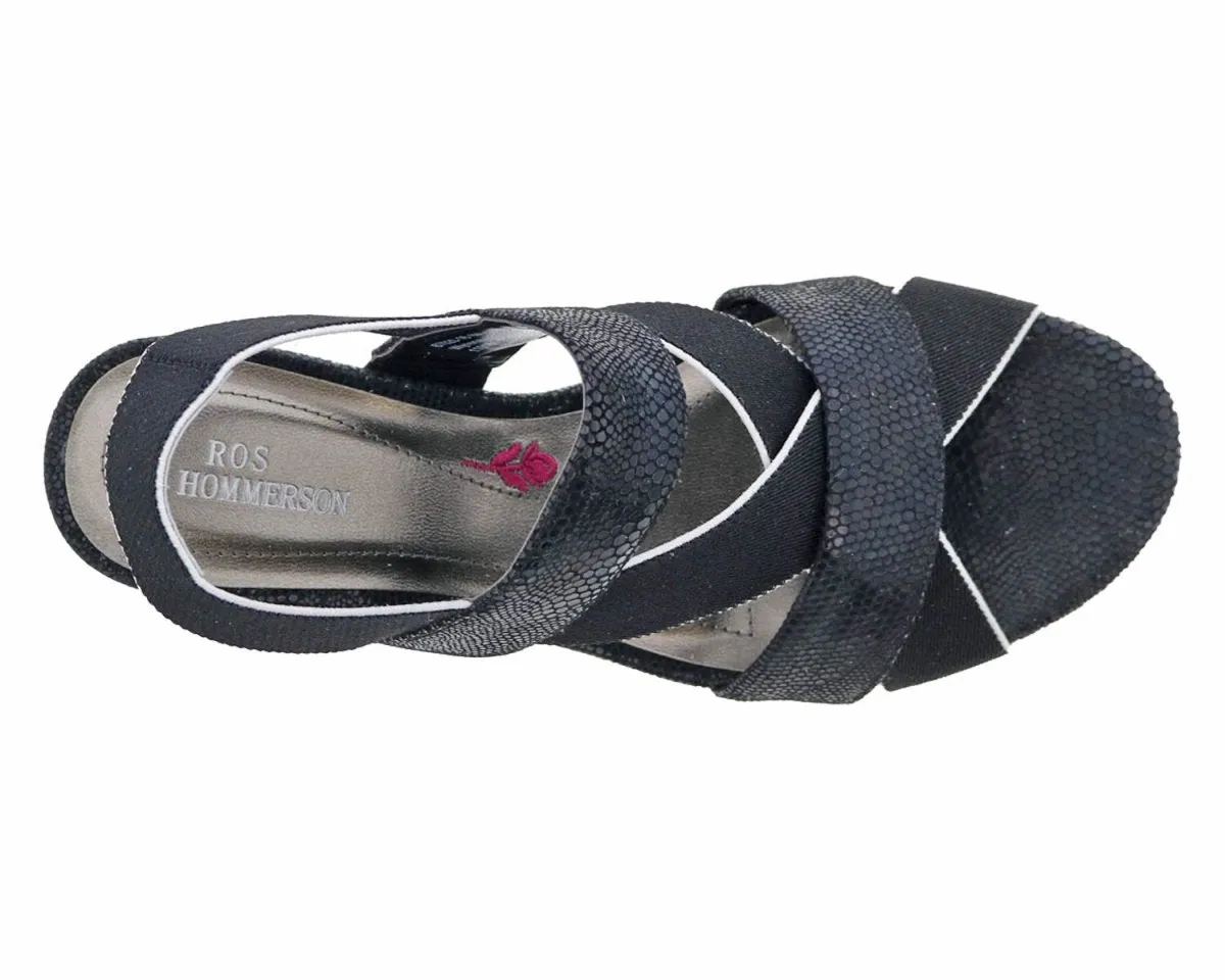 Ros Hommerson Wynona Women's Stretch Fabric Straps Sandal In Black Combo