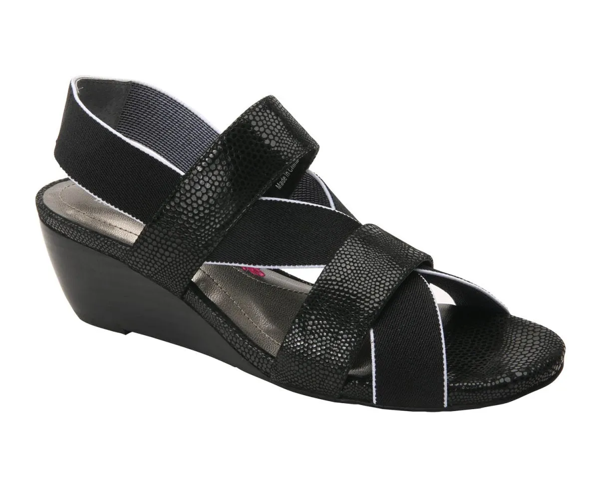 Ros Hommerson Wynona Women's Stretch Fabric Straps Sandal In Black Combo