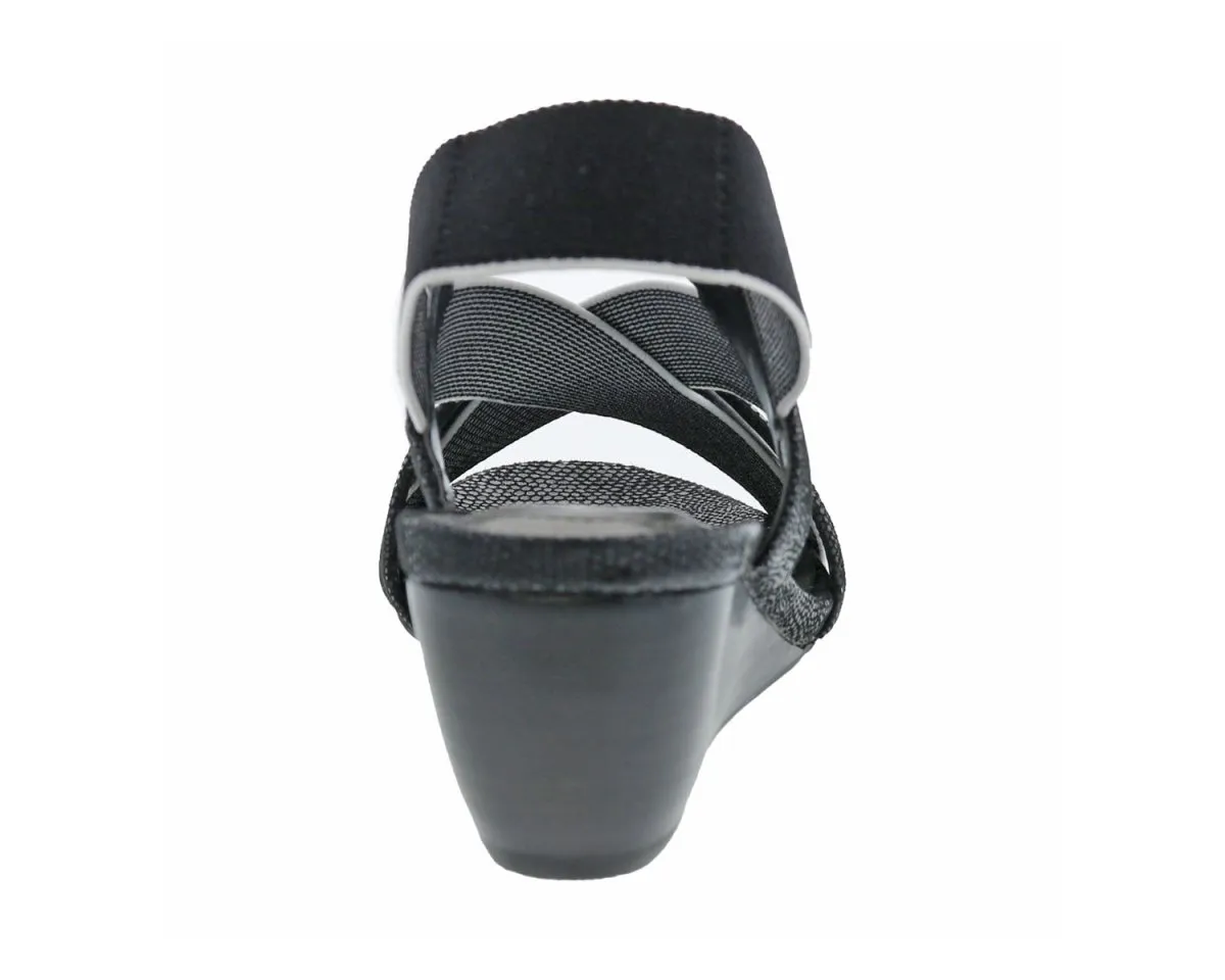 Ros Hommerson Wynona Women's Stretch Fabric Straps Sandal In Black Combo