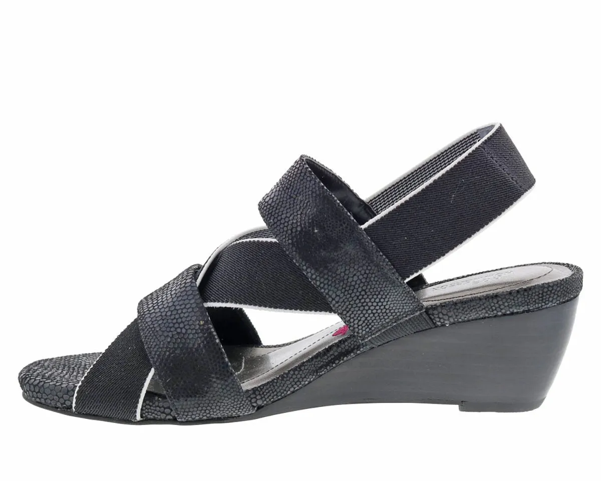 Ros Hommerson Wynona Women's Stretch Fabric Straps Sandal In Black Combo