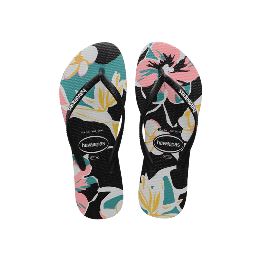 Slim Floral Basic Flip Flops