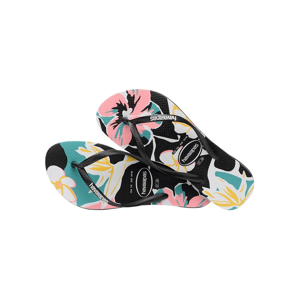 Slim Floral Basic Flip Flops