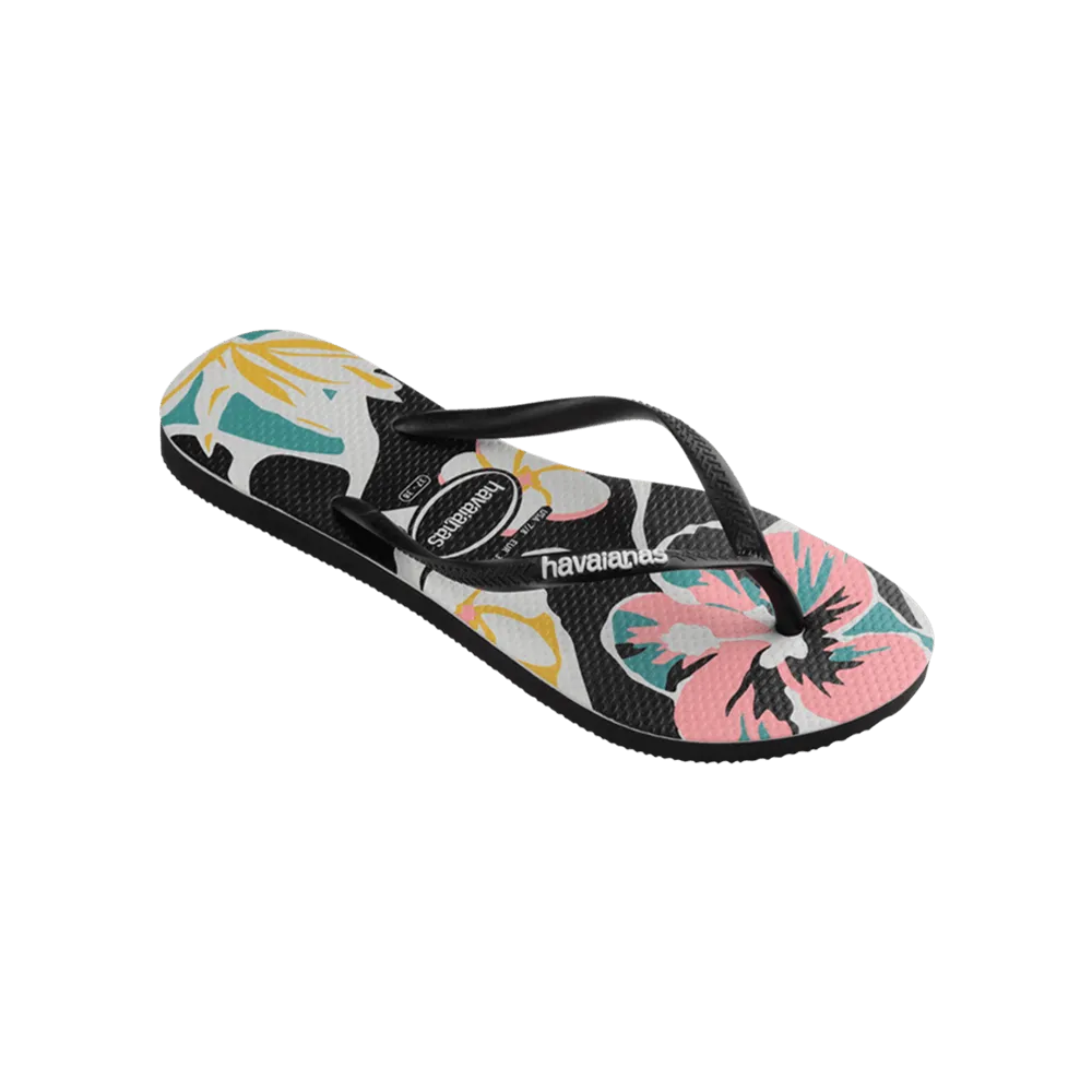 Slim Floral Basic Flip Flops