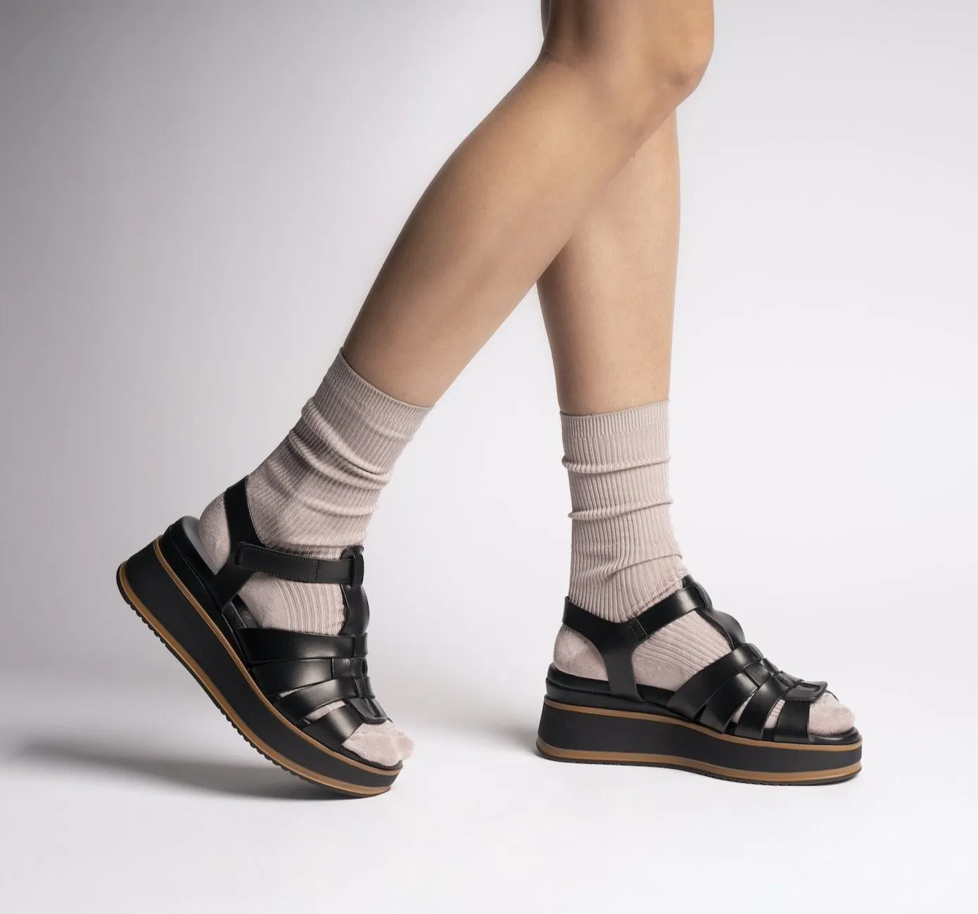 Stella Black Gladiator Chunky Sandals