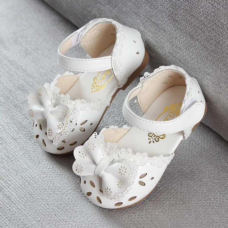 Stylish Breathable Girls' Hollow Out Sandal With Bow & Lace