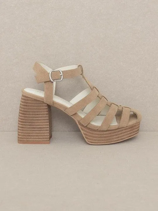 Sweet Gladiator Platform Sandal with Rounded Toe