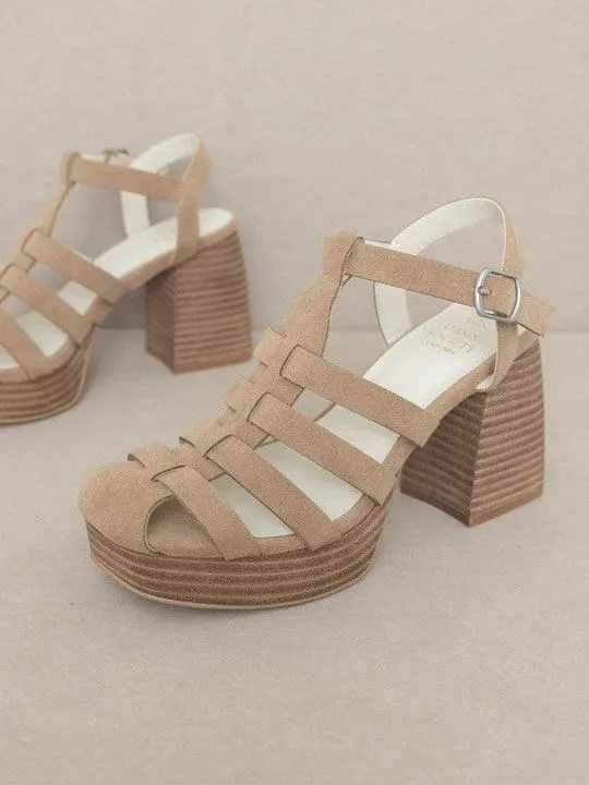 Sweet Gladiator Platform Sandal with Rounded Toe