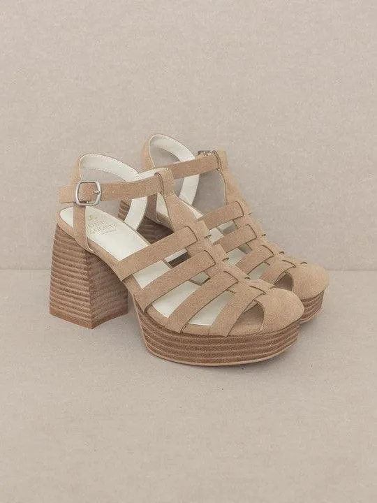 Sweet Gladiator Platform Sandal with Rounded Toe