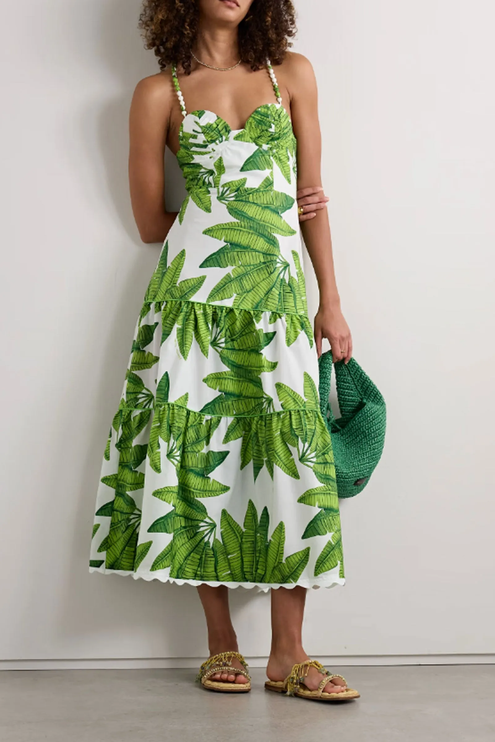 Tiered Printed Cotton Midi Dress