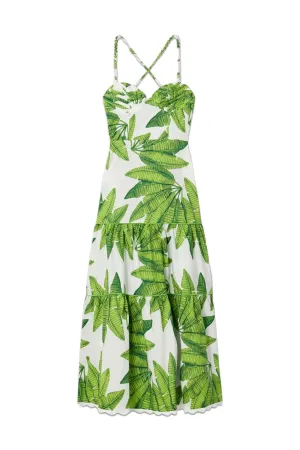 Tiered Printed Cotton Midi Dress
