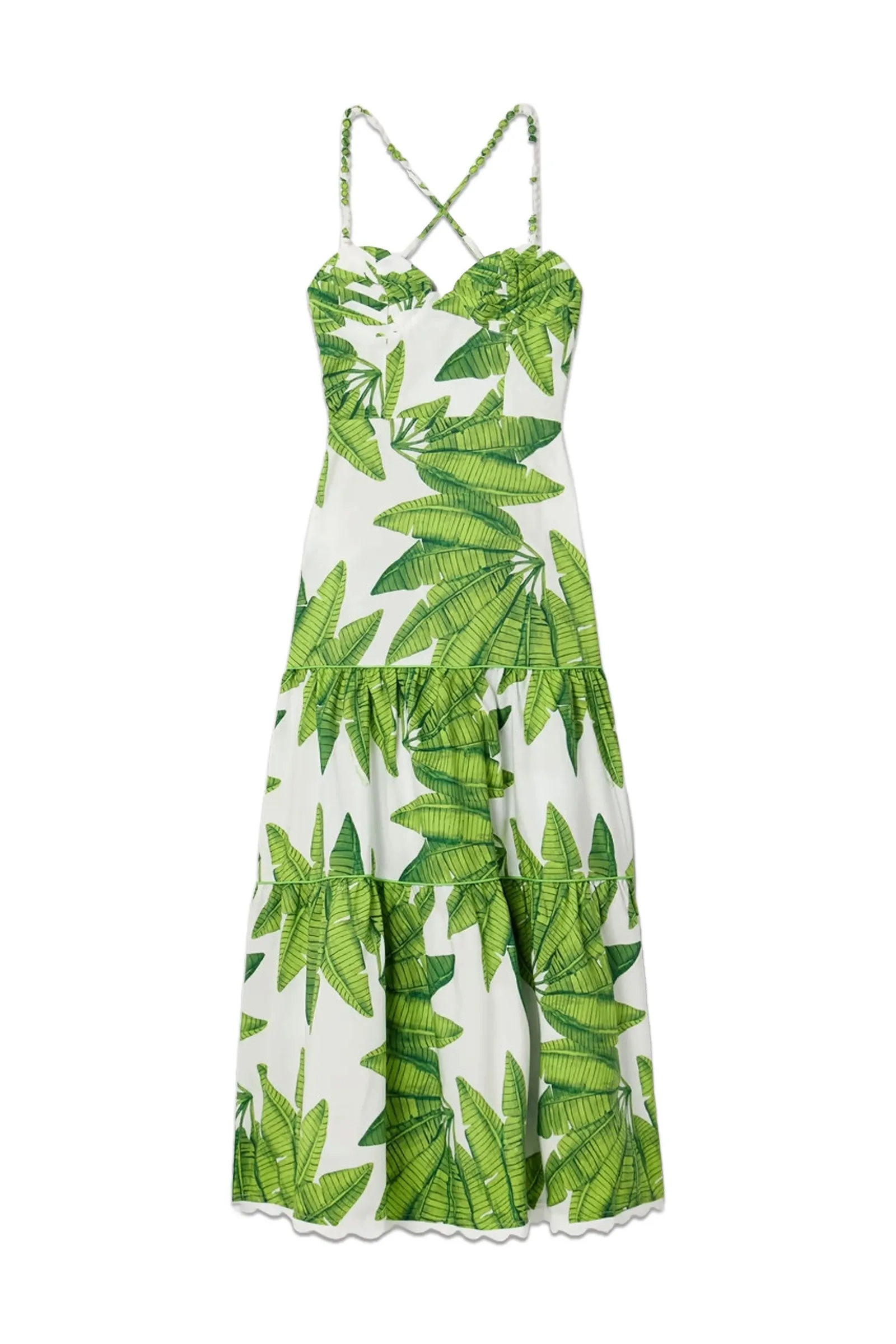 Tiered Printed Cotton Midi Dress
