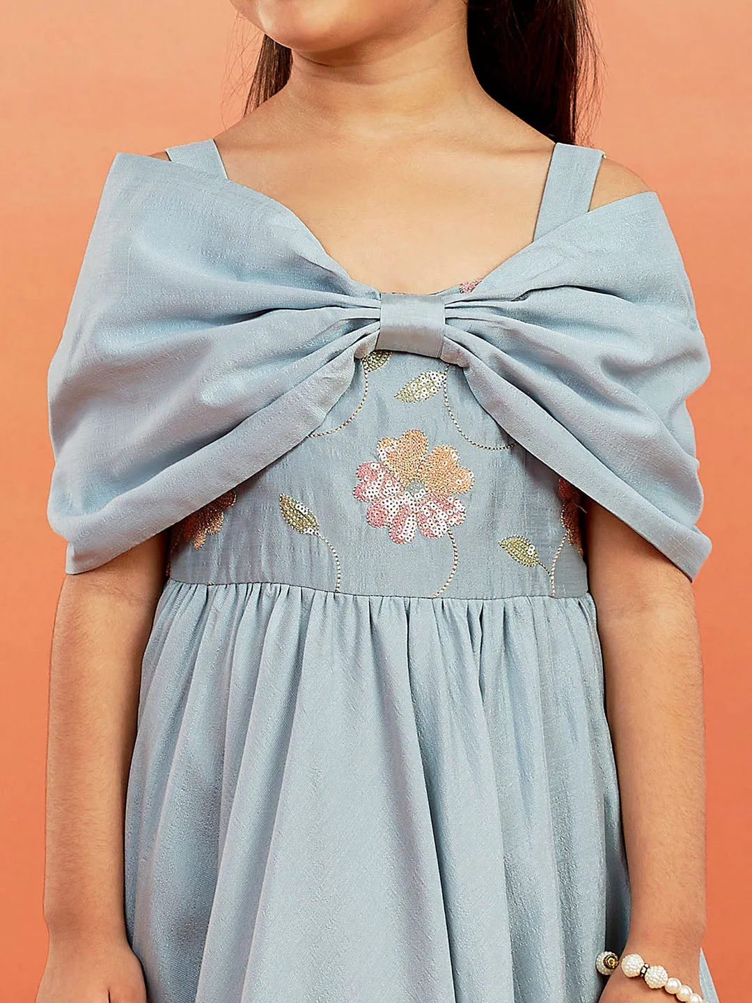 VASTRAMAY Girls' Aqua Gown