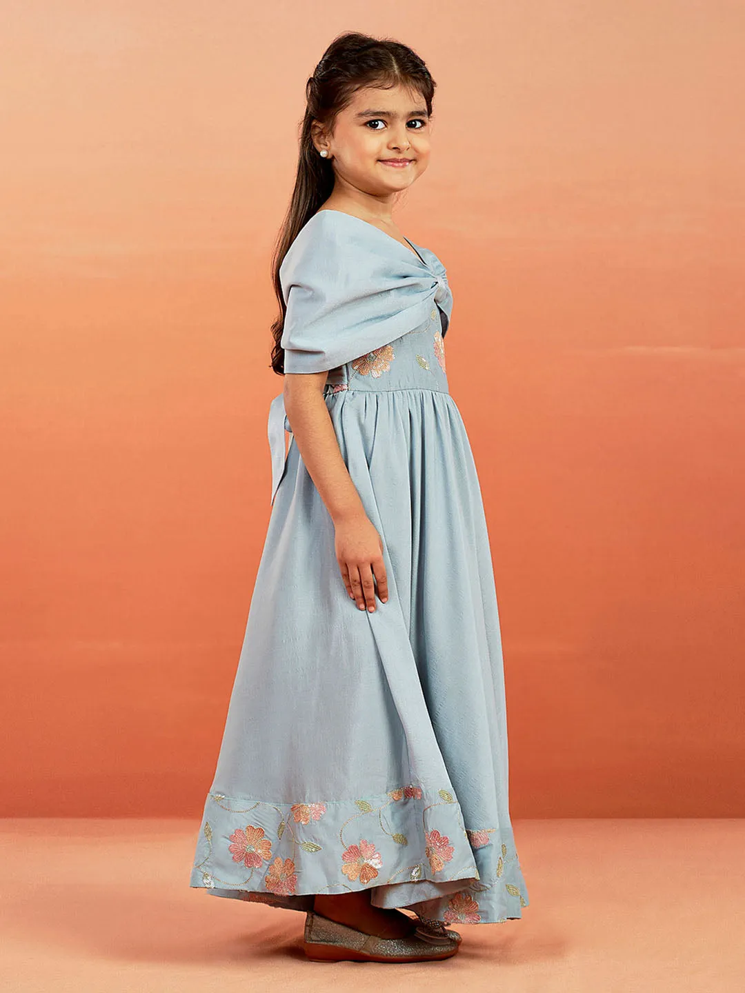 VASTRAMAY Girls' Aqua Gown