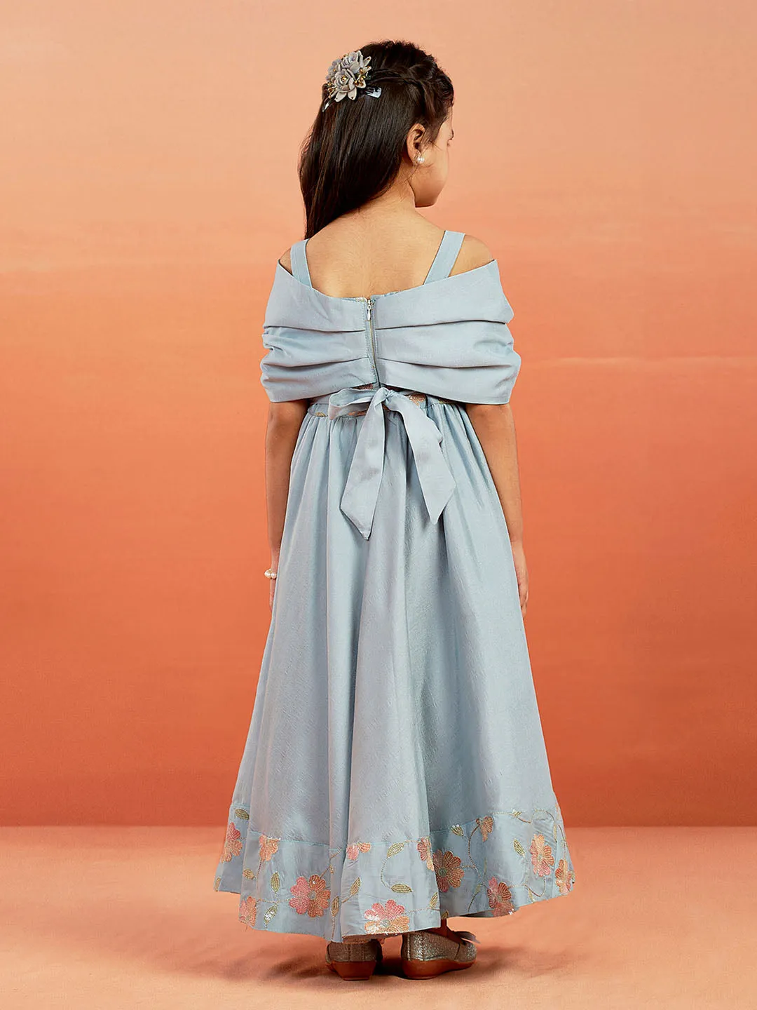 VASTRAMAY Girls' Aqua Gown