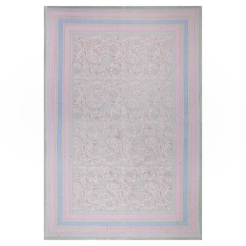 Viya Flora Diwan Set (Light Pink & Blue) - Six Piece Set