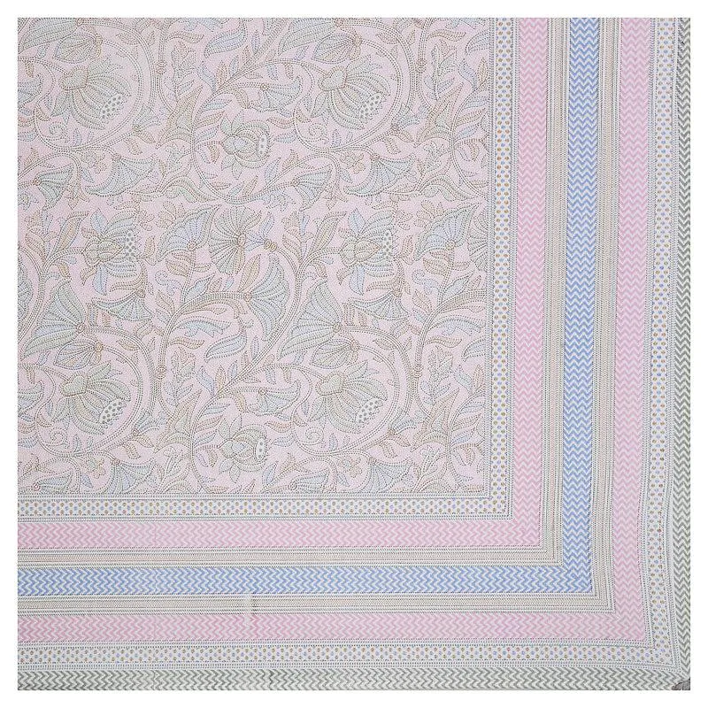 Viya Flora Diwan Set (Light Pink & Blue) - Six Piece Set