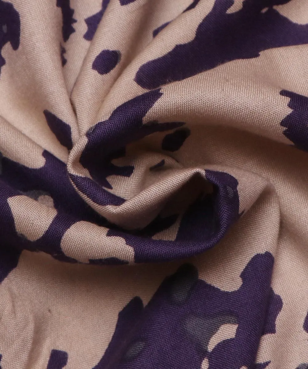 White and Purple Tie-Dye Print Rayon Fabric