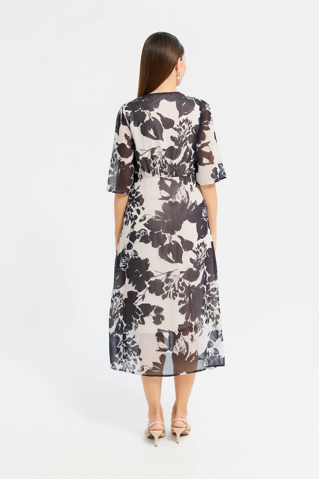 Women Beige Printed Dress