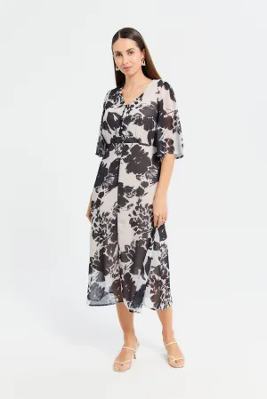 Women Beige Printed Dress
