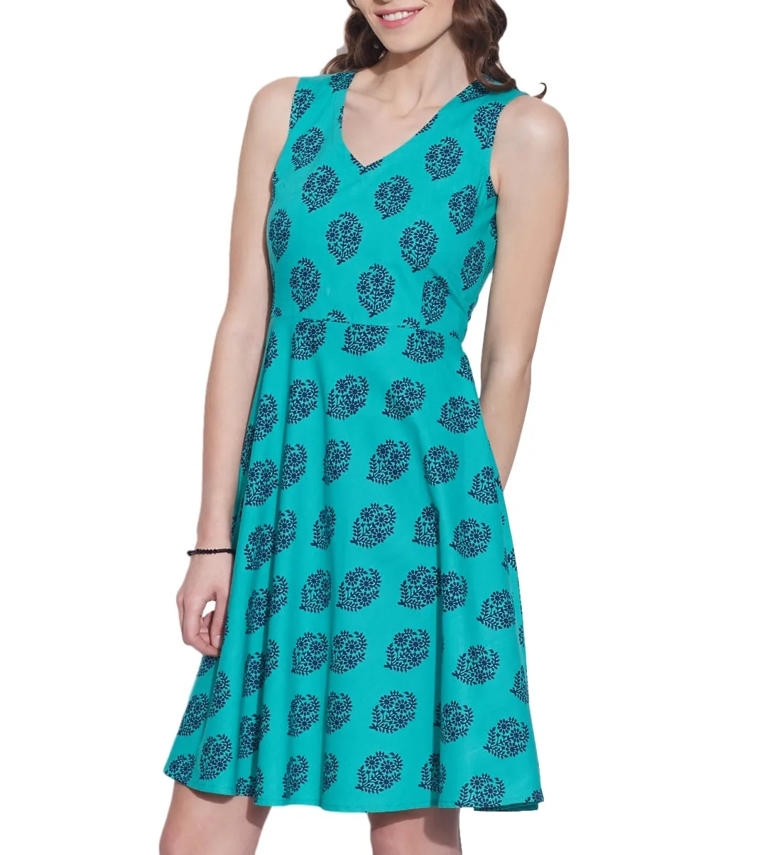 Womens Clothing Cotton Printed Dress,Machine washable,W-CPD40-1606, Size-40 Inch