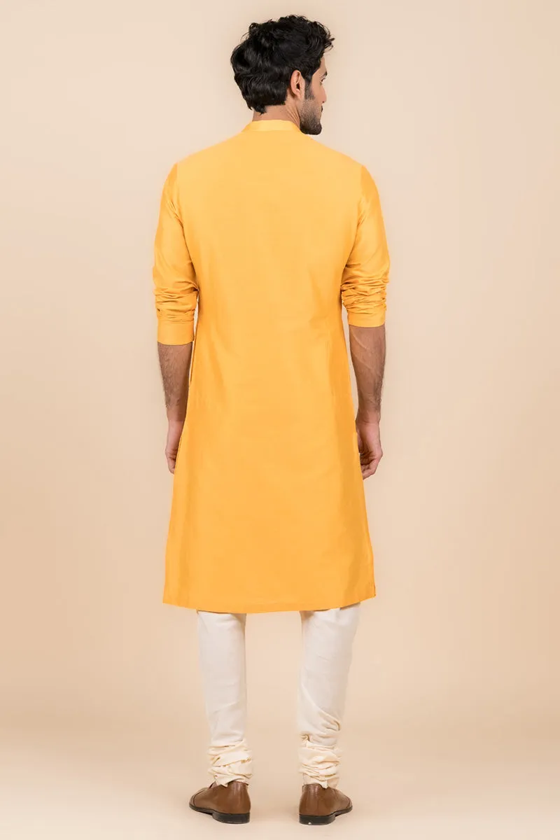 Yellow Ochre All Over Jaal Embroidered Kurta Set